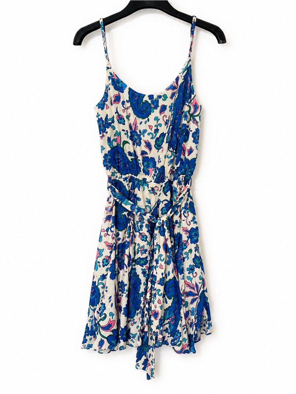 Kori Floral Spaghetti-Strap Mini Dress in Blue and White